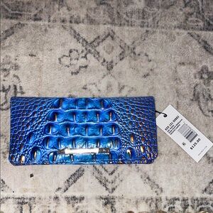Brand New Brahmin Blue Crocodile Embossed Clutch